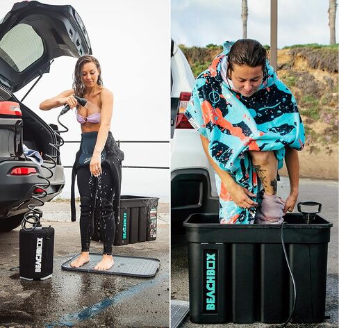 Portable Shower and Storage Box in One | with Insulated Shower Tank (1.3 Gal) with Handheld Multi-Spray Shower Gun | Portable Outdoor Shower Kit with Trunk Organizer for Outdoor & Beach Trips in Saudi Arabia