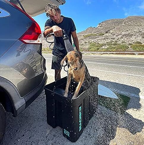 Portable Shower and Storage Box in One | with Insulated Shower Tank (1.3 Gal) with Handheld Multi-Spray Shower Gun | Portable Outdoor Shower Kit with Trunk Organizer for Outdoor & Beach Trips in Saudi Arabia
