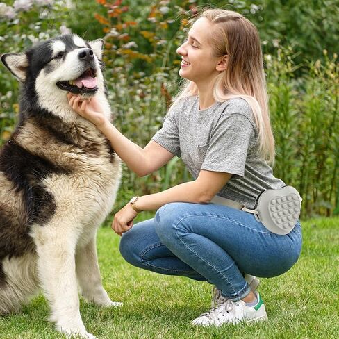 Dog Treat Pouch with Training Clicker Zipper Closure to Avoid Spilling, Silicone Treat Bag Fanny Pack with Waist Belt Convenient Dog Treat Bags for Pet Training Walking(Grey) in Saudi Arabia