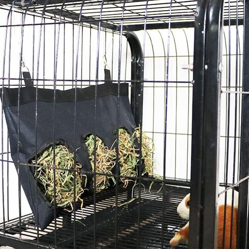 حقيبة تبن خنزير غينيا حقيبة تغذية أرنب حقيبة تغذية قش الحيوانات الصغيرة حقيبة تغذية معلقة مع 4 فتحات لتخزين قش خنزير غينيا وأرنب الهامستر in Kuwait