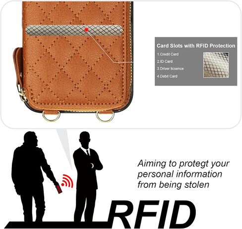 Bocasal Crossbody Wallet Case for iPhone 16 Plus, RFID Blocking PU Leather Zipper Handbag Purse Flip Cover, Kickstand Folio Case with Card Slots Holder Wrist Strap Lanyard 5G 6.7 Inch (Brown) in Saudi Arabia