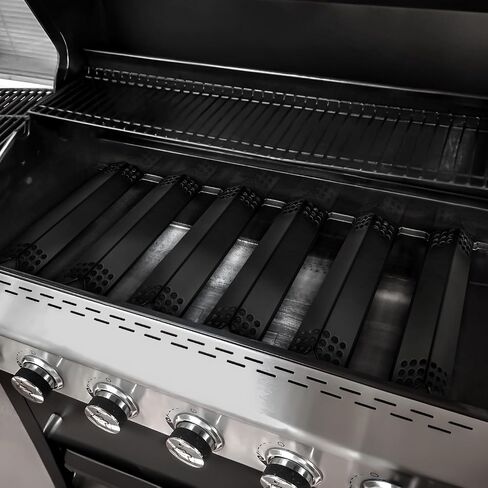 UNICOOK Porcelain Grill Heat Plate 4 حزم، قطع استبدال شواية الغاز، 14-9 / 16 بوصة طول درع حراري، قضبان النكهات ، طبق درع حراري وغطاء موقد للشواء، حامل اللهب لشواء غاز الشواء، صغير in Kuwait