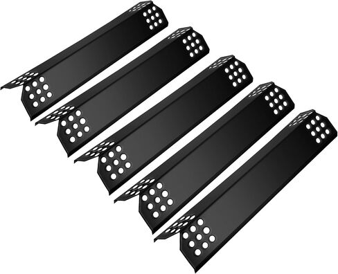 UNICOOK Porcelain Grill Heat Plate 4 حزم، قطع استبدال شواية الغاز، 14-9 / 16 بوصة طول درع حراري، قضبان النكهات ، طبق درع حراري وغطاء موقد للشواء، حامل اللهب لشواء غاز الشواء، صغير in Kuwait