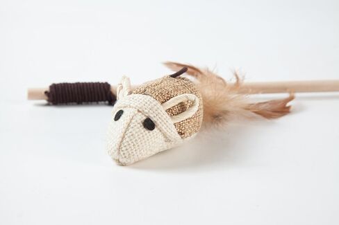 Cat Teaser Cat Kitten Toys Set Natural Sisal Wand Teasers with Mouse, Bell, Feather, Elastic String, and Sturdy Wood Rod in Saudi Arabia