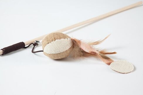 Cat Teaser Cat Kitten Toys Set Natural Sisal Wand Teasers with Mouse, Bell, Feather, Elastic String, and Sturdy Wood Rod in Saudi Arabia