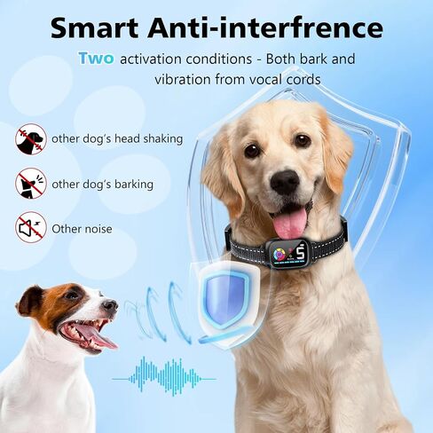 RiaaFri Bark Collar, Dog Bark Collar for Large Small and Medium Dogs, Smart Rechargeable Anti Barking Training Collar with 5 Adjustable Sensitivity, Beep Vibration, Harmless Shock (Black) in Saudi Arabia