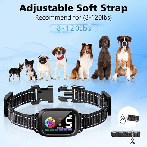 RiaaFri Bark Collar, Dog Bark Collar for Large Small and Medium Dogs, Smart Rechargeable Anti Barking Training Collar with 5 Adjustable Sensitivity, Beep Vibration, Harmless Shock (Black) in Saudi Arabia