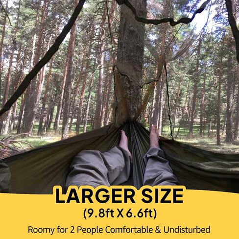 Camping Hammock with Net | 300kg Load Capacity,(300 x 200 cm) Breathable,Quick-Drying Parachute Nylon Travel Hammock | 2 x Premium Carabiners,4 x Slings Included | Outdoor Indoor Garden in Saudi Arabia