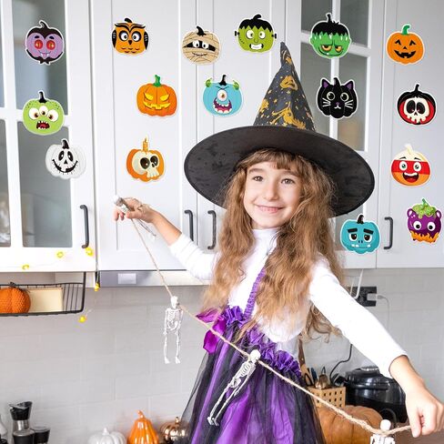 Whaline 2 Sheets Halloween Thick Gel Clings Cute Ghost Pumpkin Boo Window Gel Decals for Holiday Home Classroom Nursery Glass Decor in Kuwait