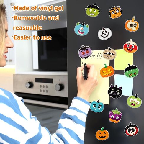 Whaline 2 Sheets Halloween Thick Gel Clings Cute Ghost Pumpkin Boo Window Gel Decals for Holiday Home Classroom Nursery Glass Decor in Kuwait