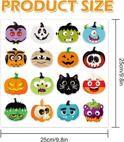 Whaline 2 Sheets Halloween Thick Gel Clings Cute Ghost Pumpkin Boo Window Gel Decals for Holiday Home Classroom Nursery Glass Decor in Kuwait