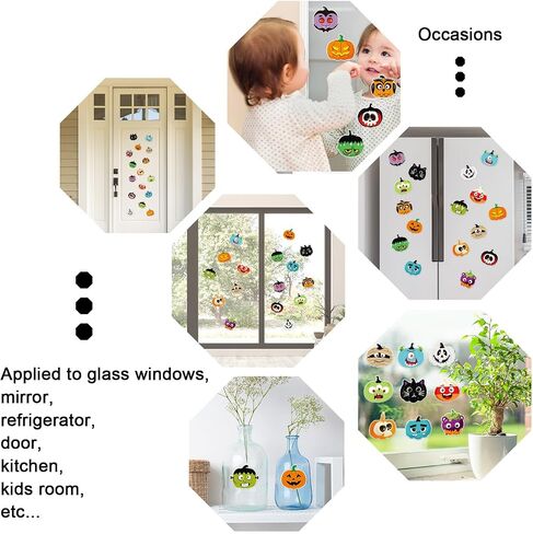 Whaline 2 Sheets Halloween Thick Gel Clings Cute Ghost Pumpkin Boo Window Gel Decals for Holiday Home Classroom Nursery Glass Decor in Kuwait