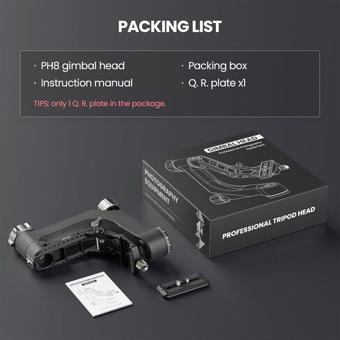 حامل ثلاثي القوائم احترافي من ألياف الكربون عالي التحمل مثبت انحراف لكاميرا DSLR تصوير بانورامي 360 درجة PH8 مع Arca Swiss 1/4 بوصة و3/8 بوصة لوحة QR أقصى تحميل 33 رطل/15 كجم in Kuwait