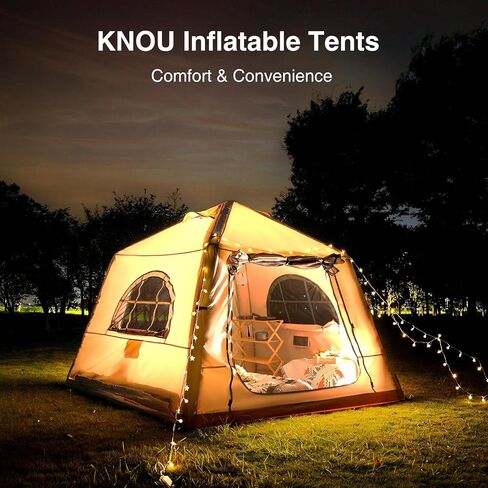 Inflatable Tent for Camping 7.8x7.8ft Blow Up Air Tents, No Assembly Needed Luxury Glamping Tent for 1/2/3 People, Waterproof Oxford, Beige in Saudi Arabia