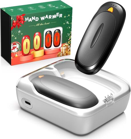 3-in-1 Hand Warmers Rechargeable 2 Pack, 14000mAh Portable Dual-Sided Handwarmers with Charging Case, 12H Warmth Max, 3 Levels Temp Fast Heating Pocket Warmers, Gifts for Christmas Golf Hunting(Black) in Saudi Arabia