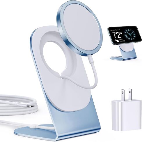 Magnetic Wireless Charger Mag-Safe Charger for iPhone 14/13/12 Series Convertible Magnet Wireless Charging Stand/Pad with 20W Adapter 5ft Cable for iPhone 14 13 12 Pro/Max/Plus/Mini AirPods Pro/3/2 in Saudi Arabia