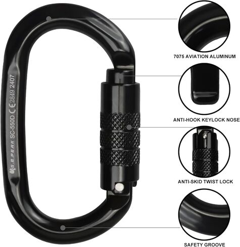 CE 24kN Oval Climbing Screwgate Clip for Outdoor Activities, Stormproof, Hiking, Mountaineering, Climbing, Camping, Fishing, Hunting, Skiing, Snowshoeing in Saudi Arabia