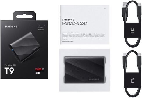 سامسونج MU-PG4T0B T9 4 تيرابايت SSD محمول، USB 3.2 Gen 2x2، أسود (عبوتان) in Saudi Arabia