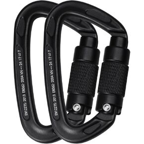 24kN UIAA Certified - D Shaped Twist Lock Heavy Duty Aluminum Clip, Professional Twist-gate Locking Clip for Outdoor Climbing, Mountaineering, Rappelling, Rescue, Swing etc.