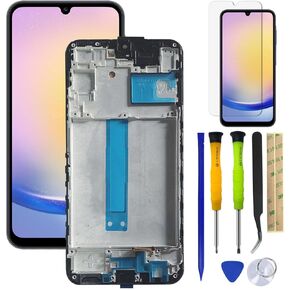 Galaxy A25 LCD Screen Replacement LCD Display Touch Digitizer Assembly for Samsung Galaxy A25 5G SM-A256B,SM-A256E,SM-A256U LCD Display with Frame(lncell Screen) +Tools