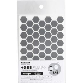 Non Slip Grip Stickers GRIPLUS Hexagon (Gray, 100×148mm(3.9×5.8")) - Reusable Adhesive Pad for Desk, Phone, Mouse, Office, Multi-Purpose