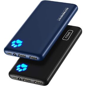 [عبوتان] شاحن محمول INIU، أنحف وأخف وزنًا ثلاثي 3A USB C عالي السرعة 10000 مللي أمبير في الساعة، حزمة بطارية خارجية للهاتف متوافقة مع iPhone 14 13 12 Pro X Samsung S22 Google LG iPad Tablet.