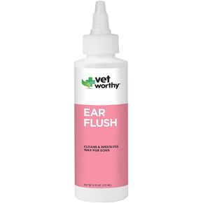 Vet Worthy Dog Ear Flush - Ear Cleanser for Dogs to Dissolve Wax, Remove Dirt, and Eliminate Ear Odor - Dog Ear Cleaner Solution to Reduce Itching and Ear Irritation - 8oz