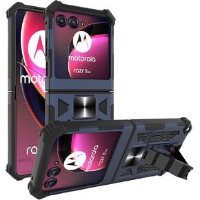 Ailiber for Motorola Razr+ 2024 5G Case, Moto Razr 50 Ultra Case, for Magnetic Car Mount, Kickstand Holder, Shockproof Rugged Protective, Heavy Duty Cover for Moto Razr Plus 2024-Blue