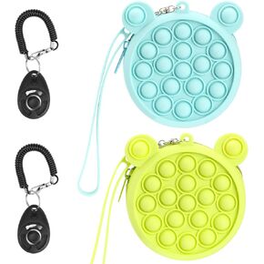 حقيبة علاج الكلاب من السيليكون من WALLFID، تجلب صافرة الكلب ونقر التدريب، تصميم بسحاب مع حزام معصم، حجم صغير، سهل الحمل، حقيبة علاج لتدريب الجرو أو المشي للكلاب (أخضر + أصفر) in Kuwait