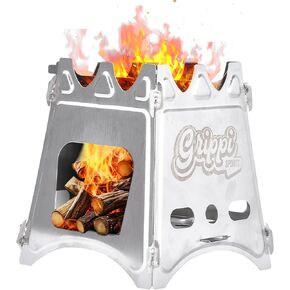 Grippi Camping Fire Stove - Camp Cook Stove - Wood Burning Stove - Survival Stove Portable Kit - Compact, Durable, Camp Stoves - Lightweight Outdoor Camping Stove - 4.5x6.5x7.1 inch