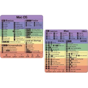 Mac Shortcut Sticker - Mac OS Shortcuts Sticker (M1+Intel) + Word/Excel, Laptop Keyboard Shortcuts Stickers for MacBook, Compatible with 13-16 Inch MacBook Air/Pro
