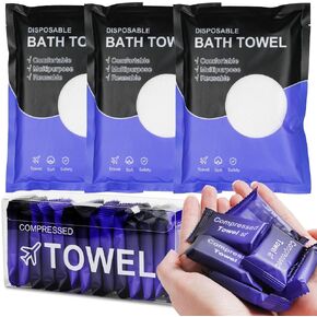 Disposable Bath Towel and Compressed Towel Combo Set, Largr Portable Shower BodyTowel and Compressed Face Towel, Travel Towel for Hotel Camping Sports Hiking,Individual Package