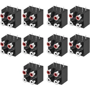 uxcell AV Concentric Outlet 4 RCA Female Jack Straight 6-Pin Connector Socket Panel Mount 10pcs