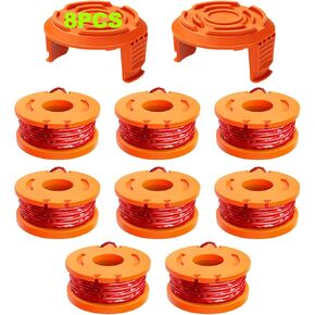 20 Pack Trimmer Spool Line for Worx,(WA0010)Replacement Trimmer Spool Line for Worx,Trimmer Line Refills 0.065 inch for Worx,Suitable for Worx String Trimmers(16 Pack Grass Trimmer Line,4 Trimmer Cap)