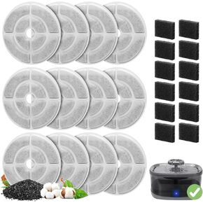 12 Pack Replacement Filters for 2.5Gal/9.5L Dog Fountain, GISOFIK 18CM Larger Cat Water Fountain Filters, Coconut Activated Dog Fountain Filters, Pet Fountain Filter Replacement(12 Pump Filters) in Kuwait