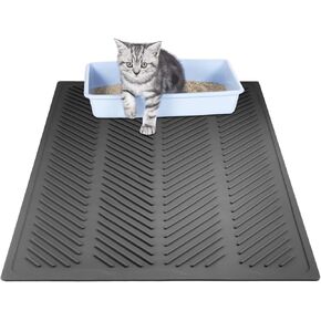 Large Tray Cat Litter Mat, Silicone Pet Sand Box Pad Kitty Trapping Mat Plus High Edges Trash Can to Keep The Floor Clean The Anti Skid Back Lining Rubber Sand Capture Cushion