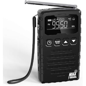 NOAA Weather Radio - Rechargeable NOAA/AM/FM Emergency Radio, Portable Pocket Radio, Longest Playtime, Best Reception, Digital Tuning, Auto Scan&Preset Function, Time Display, Mono Headphone Socket