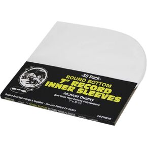 (100) 7 Round Bottom Vinyl Record Inner Sleeves - 2mil Thick - Archival Quality - 07IH02R