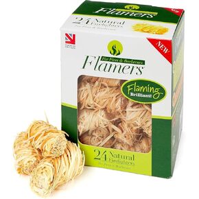Flamers Natural Eco Fire Starter - 24 Firestarters for Charcoal Logs Firewood Kindling Stick Briquette - Fire Lighter for BBQ Coal Grill Pizza Oven Solo Stove Fire Pit Chiminea Fireplace Campfire