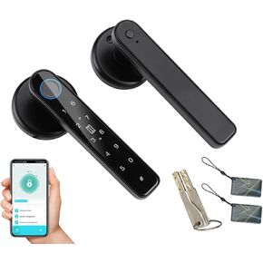 Fingerprint Door Lock, 5 in 1 Smart Door Knob with Smart APP/Fingerprint/IC Cards/Password/Backup Keys, Fingerprint Door Knob with Keypad for Bedroom, Office, Apartment