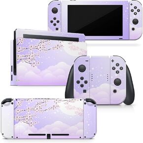 TACKY DESIGN Cherry Blossom Skin Compatible with Nintendo Switch Skins Decal, Switch Stickers Vinyl 3m Beige, Japanese Sakura Full Cover