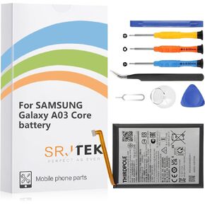 Galaxy A03 Core Battery, Original for Samsung Galaxy A03 Core Battery Replacement 5000mAh SLC-50 SM-A032F, SM-A032F/DS, SM-A032M Standard Capacity Battery Include Complete Repair Tools kit