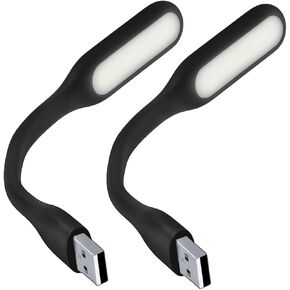 iMBPrice (2 Pack) Portable Mini USB Led Lamp Light (Warm White) with Flexible Adjust Angle for PC & Mac/Laptop/Power Bank - Black