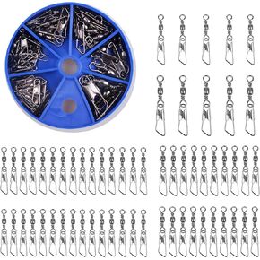 Barrel Snap Swivels Kit 60Pcs Barrel Swivels with Safety Snaps High Strength Fishing Quick Connect Snap Swivels with Fishing Tackle Accessories Box Kit Size 4 6 8 10 12 14