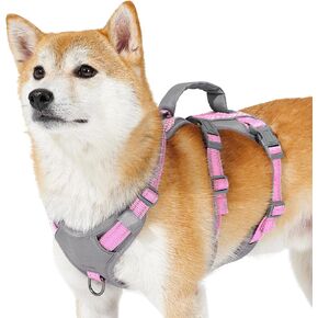 Reflective Dog Harness with Handle, Escape Proof, No Slip, Breathable, Lightweight, Adjustable Lift Harness for Small, Medium, and Large Dogs Walking, Training, and Running Gear(Light Pink,M)