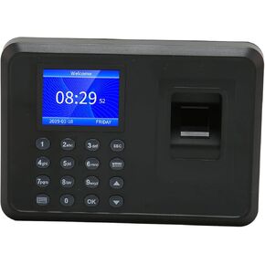 Asixxsix Fingerprint Time Clock, Intelligent Biometric Fingerprint Password Attendance Machine, Employee Checking in Recorder with 2.4 Inch Display for Office, Factory, Hotel, School