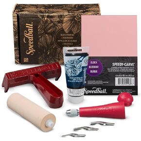 Speedball Super Value Block Printing Starter Kit – Includes Ink, Brayer, Lino Handle and Cutters, Speedy-Carve