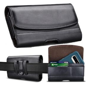 Njjex Phone Holster for Motorola Moto G 5G 2024 G Stylus 2023 G Power 5G 2024 G Play 4G G Pure G Fast Edge+ 5G UW Edge Plus Z4 Z3 G7 Power Leather Cell Phone Belt Clip Holster Holder Carrying Pouch