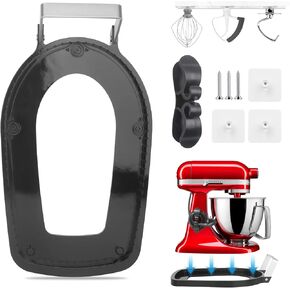 Sliding Mat for Kitchen aid 4.5-5 Qt Stand Mixer with 1Pc Cord Organizer and 3Pcs Attachment Holder for Kitchen Appliance Slider Counter, Sliding Tray,Moving Tray(Black)