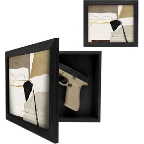 Hidden Gun Storage, Hidden Gun Safe for Pistols, Solid Wooden Picture Frames for Handgun, Hidden Storage Gun Safe Home Furniture, Indoor Secret Decor Concealment Furniture Picture Frame Box